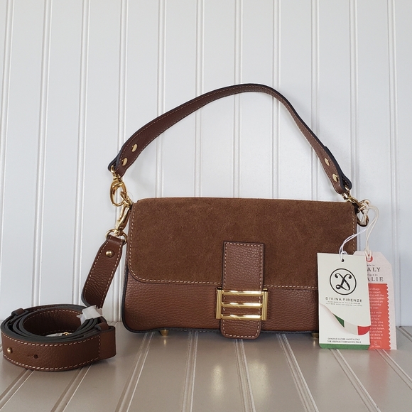 Divina Firenze Leather Baguette Handbag NWT